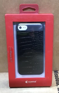 Comma Echt Leder iPhone 7/8 Hülle Krokodil Muster Schwarz L23 - Bild 1 von 2