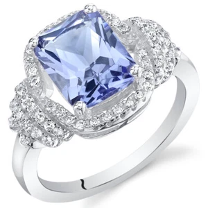 Anillo de cóctel simulado de tanzanita de plata esterlina - Imagen 1 de 2