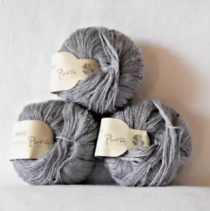 YARN - LANA GROSSA LINEA PURA TEMPRA PURPLE GRAY - LOT (3) - 50 GRAM BALLS - NEW - Picture 1 of 2