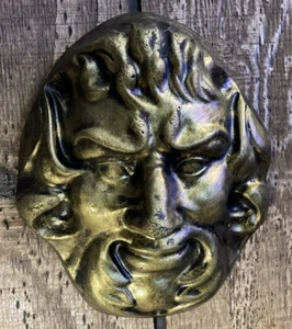 GREEK MYTHOLOGY ROMAN GOD HANGING WALL MASK HEAD SCULPTURE STATUARY BRONZE - Picture 1 of 2