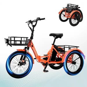 Electric Trike, Electric Tricycle for Adults, 20" Folding Trike FrontRear Basket - Picture 1 of 71
