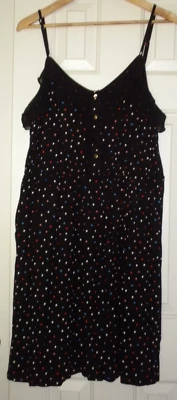 Ladies XXL Elle Dress Black Poka Dot Spaghetti Strap Cami style elastic waist - Image 1 of 4