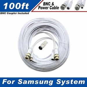 WHITE PREMIUM 100FT CCTV SURVEILLANCE CABLE FOR 16 CH SAMSUNG SYSTEMS SDS-P5101L - Picture 1 of 8