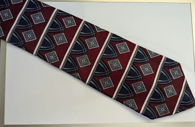 Vintage Andhurst Mens Neck Tie Geometric Abstract Red White Blue - Image 1 of 3