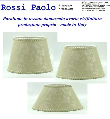 PAOLO ROSSI Paralume classico tessuto damascato avorio con rifinitura - produzione propria
