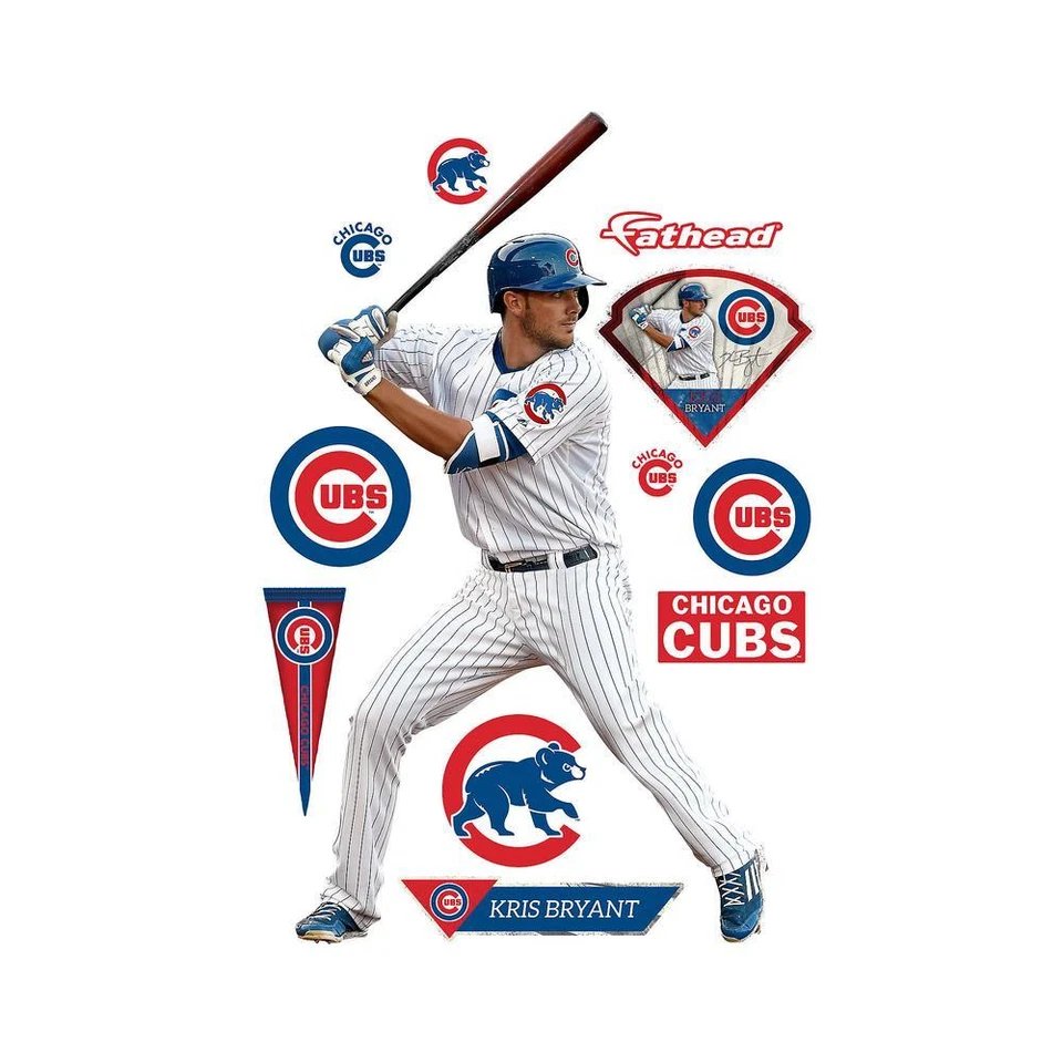 KRIS BRYANT CHICAGO CUBS MVP 4 фута 3 дюйма x 7 футов 6 дюймов в натуральную величину настоящая большая толстая голова + все дополнения - Изображение 1 из 1