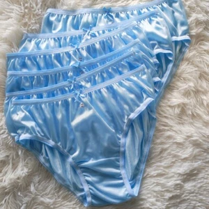 7 Blue Bikini Panties Women Underwear Light Nylon Silky Soft Briefs Hip38"-42"XL - Picture 1 of 8