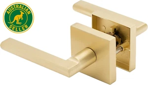 Passage Door Locks, Gold Brushed Brass Door Lever, Bedroom Bathroom Door Handles - Picture 1 of 12