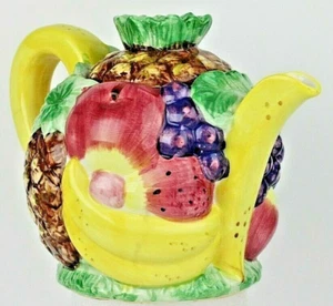 VTG Japanese Takahashi San Francisco Ceramic Teapot Fruit Design Hand Painted  - Picture 1 of 10