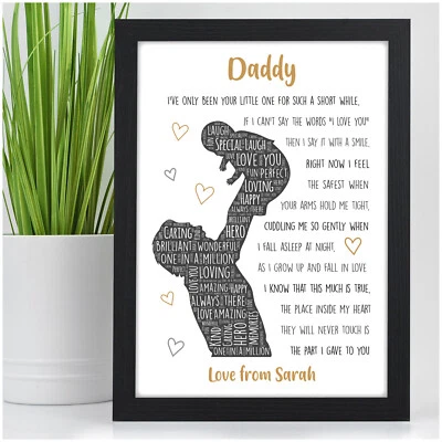 BEECREATIVE PERSONALISED Daddy Dad Grandad Fathers Day Gifts from Daughter Son Little Girl