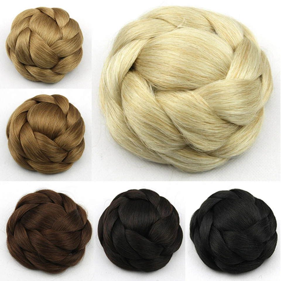 Twist Intrecciato Bun Updo Clip In Capelli Pezzo Sintetico Chignons Parrucchiere per Donna - Immagine 1 di 4