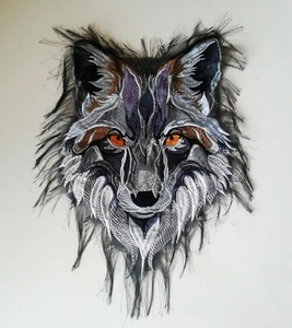 Gray Fox Wild Animal Large Handmade Embroidered Patch  - Picture 1 of 7