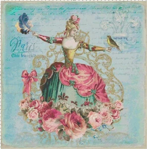 Marie Antoinette with Plume French Counted Cross-Stitch Pattern Needlepoint - Picture 1 of 1