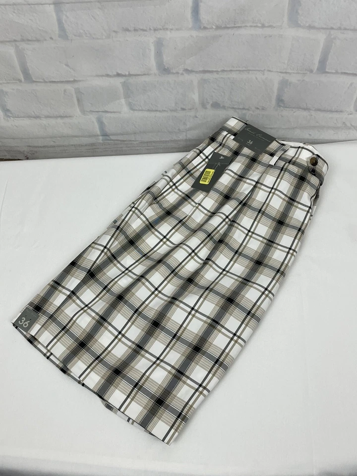 Pantalones cortos plisados Daniel Cremieux para hombre a cuadros 100 % poliéster talla 36 nuevos con etiquetas Foto 1 de 4