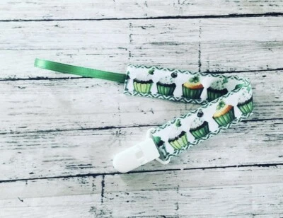 Baby Pacifier Clip Patrick’s Green Cupcakes Day - Image 1 of 2