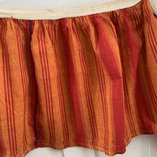 Antique French striped furnishing fabric Valance early 19th century red orange