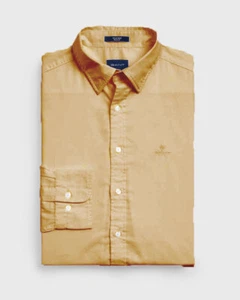 GANT Honey Gold Slim Fit Plain Hidden Button Down Shirt 3005132 Size M NWT - Picture 1 of 1