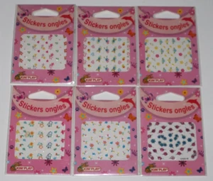 Lot 6 Planches Stickers pour Ongles Dessin Fleurs Cœur Papillon NEUF - Bild 1 von 1