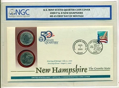 2000 P & D  New Hampshire State Quarters Official First Day Cover MS65 NGC - Image 1 of 3