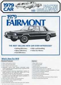 Ford, 1979, Fairmont, coche, boletín de datos, concesionario, sala de exposición, ventas - Imagen 1 de 2