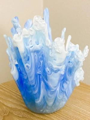 Epoxy Resin "Ocean Splash"  OOAK Artist Decorative Freeform Vase & Bowl - Image 1 of 4