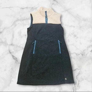 Nine Fleece Sweater Dress Women’s M Polartec Lined Snap Neck Winter Warm Pockets - Picture 1 of 8