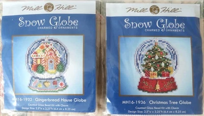 Mill Hill Navidad Lote de 2 Globo de Nieve Dije Adornos Cuentas Punto de Cruz Kits Foto 1 de 3