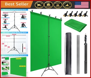 Portable Green Screen Backdrop Kit 5x6.5ft with Stand & Carry Bag for Streaming - Picture 1 of 8