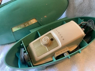 Vintage Singer Sewing Machine Buttonhole Attachment Buttonhole Maker Teal Case - Image 1 of 4