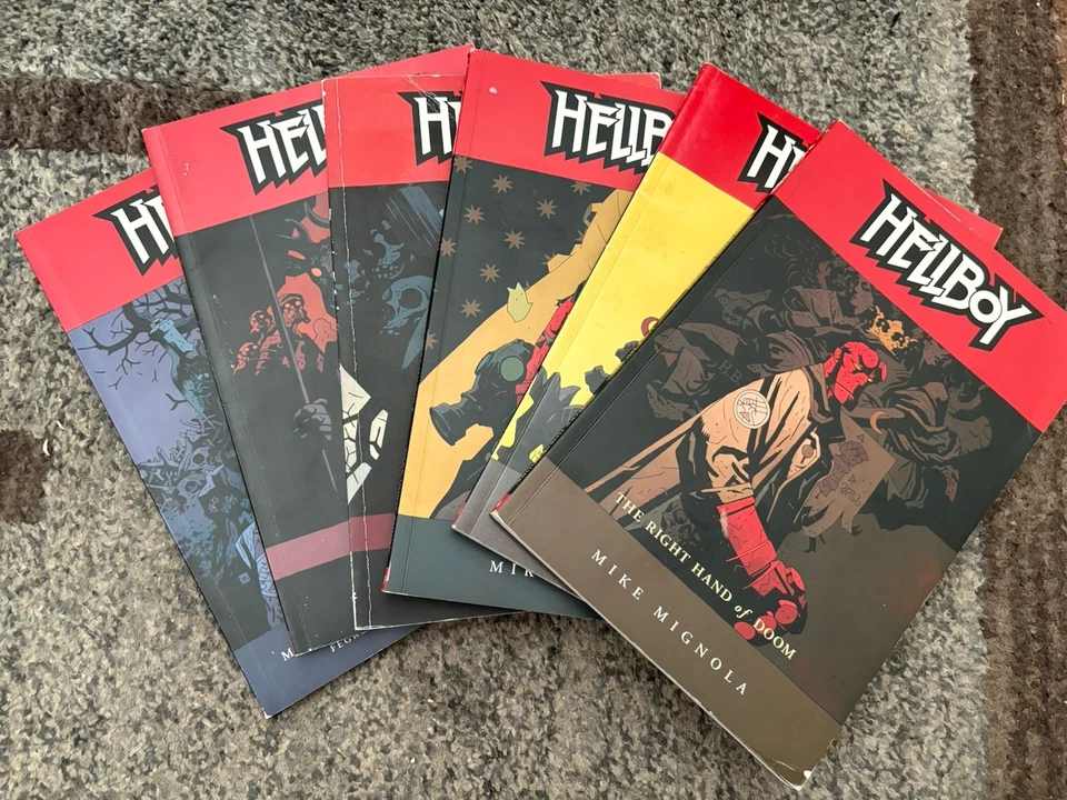 Lote Hellboy TPB volúmenes 3 4 5 8 9 10 Dark Horse Mike Mignola novela gráfica Foto 1 de 4