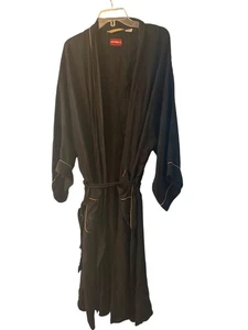 Avirex Mens Black Striped Silk Robe 2X Lounge Hefner Vintage 80s - Picture 1 of 6