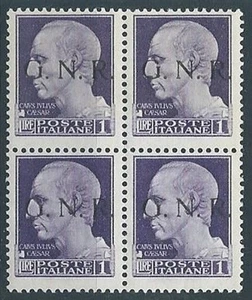 1944 RSI GNR BRESCIA I TIPO 1° TIRATURA 1 LIRA QUARTINA MNH ** - RSI061 - Picture 1 of 1