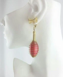 PENDIENTES DE COLECCIÓN MOD ROJO Y DORADO ALAMBRE COLGANTE CLIP DISCO Ligero - Imagen 1 de 7