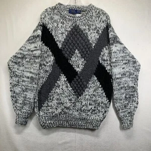Vintage Mervyns Women’s Medium Grayscale Argyle Goth New Wave Cambridge Classics - Picture 1 of 17
