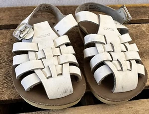 Salt Water White Leather Sandals Shoes Sz 5 Girls Summer Cottagecore Whimsy - Picture 1 of 4