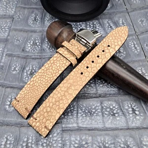 20mm/16mm Brushed Ostrich Leg Leather Watch Band Exotic Leather Minimalist Style - Picture 1 of 13