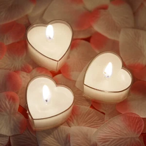 48 pcs 2" White Heart Votive Tealight Candles Wedding Party Centerpieces Sale - Picture 1 of 8