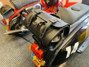 ROYAL ALLOY SCOMADI 125 TO 300 BLACK 8 LTR FAUX LEATHER REAR LUGGAGE BAG - Picture 1 of 13