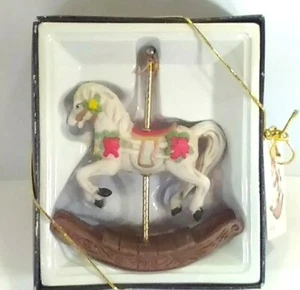 1991 Neu Weihnachten Porzellan Karussell Pferd Das Schenken Geschenk für Shopko  - Bild 1 von 5