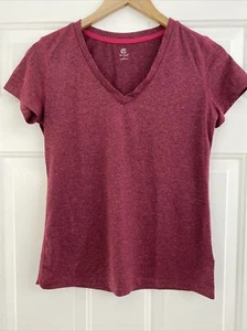 C9 by Champion Women's Dark Pink Short Sleeve V-neck  Activewear T-Shirt -Size S - Picture 1 of 4