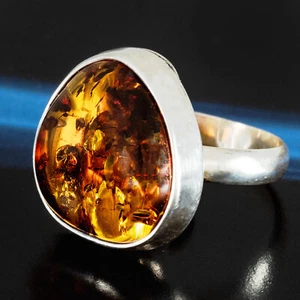 Bernstein Silber  Ring  Unikat Handarbeit Ringgröße 57 (18,1 mm Ø) Damenring - Bild 1 von 3