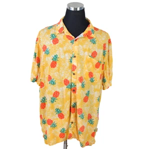 Margaritaville Mens Shirt XXL Yellow Pineapple Print Short Sleeved 100% Rayon - Picture 1 of 7