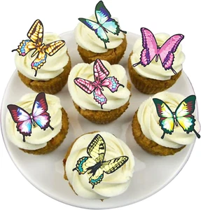 Edible Wafer Butterflies X 24 2" for Cupcake Decoration,Wedding Cake Birthday Pa - Picture 1 of 2