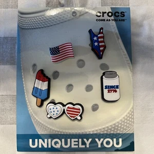 NEW Crocs Jibbitz American Flag USA Sunglasses Shoe Charm Authentic Set Of 5 - Picture 1 of 2