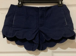 LILLY PULITZER Gr. 2 Damen blau strukturierte gewellte Shorts Reißverschluss, geknöpfte Taschen - Bild 1 von 8