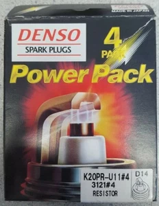 Denso Power Pack Spark Plugs K20PR-U11 3121 Resistor X4 NEW  - Picture 1 of 1