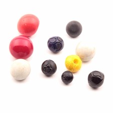 Lot (10) Czech Art Deco 1920's vintage multicolor ball dimi small glass buttons