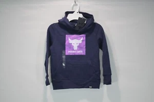 Boys Under Armour Project Rock Rival Fleece Hoodie Blue Size XS - Picture 1 of 4