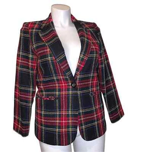 Requirements Petite Multi-Colored Plaid Print Blazer, Size 10 - Picture 1 of 12