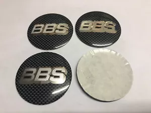 4x BBS Wheel Centre Sticker Brand New Cap Sticker 70mm Black/Silver Carbon Fiber - Picture 1 of 2